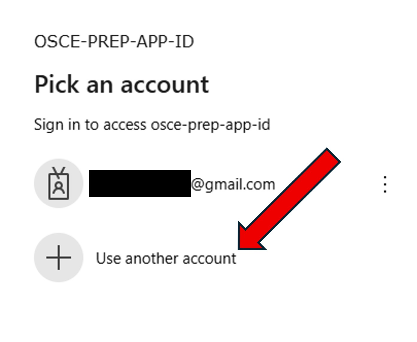 Google pick an account screen showing Use another account